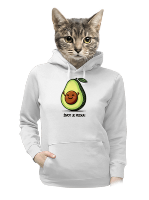 Život je pecka dámska mikina klokanka White