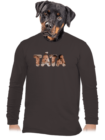 Nápis ocko z vlastných fotiek pánske dlhý rukáv Bear Brown