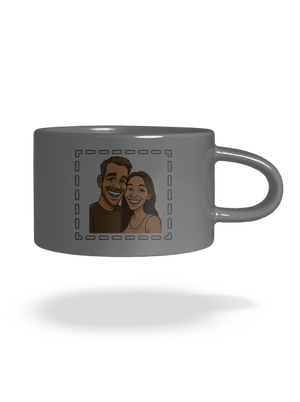 Karikatúra z vlastnej fotky hrnček makronka Grey Macaron