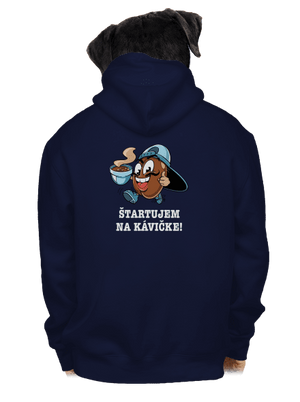 Štartujem na kávičke pánska mikina na zips Navy