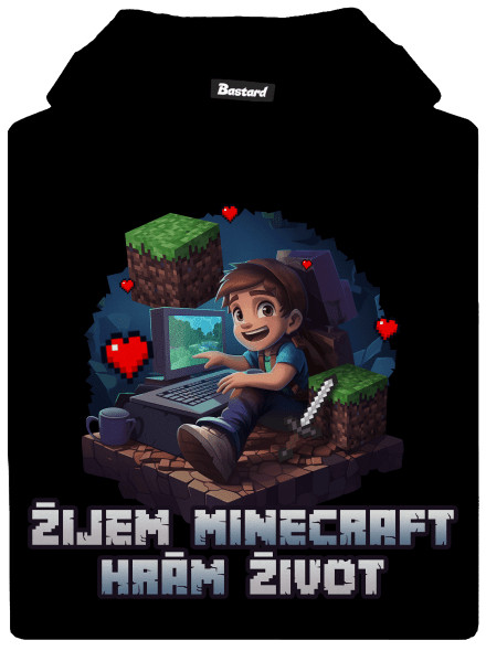 Žijem Minecraft detská mikina klokanka Black