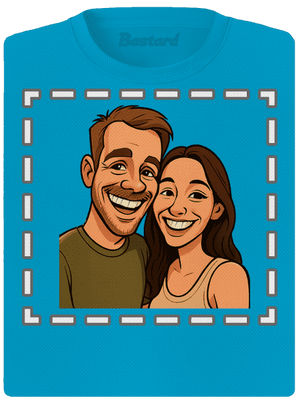 Karikatúra z vlastnej fotky dámske športové tričko Blue Atol