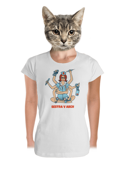 Sestra v akcii dámske tričko prémium White