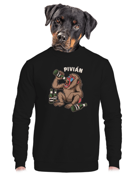 Pivián unisex mikina bez kapucne Black