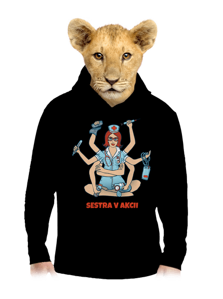 Sestra v akcii detská mikina klokanka Black