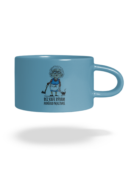 Neklidná bez kafe hrnček makronka Blue Macaron