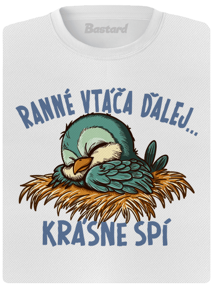 Ranné vtáča spí dámske športové tričko White