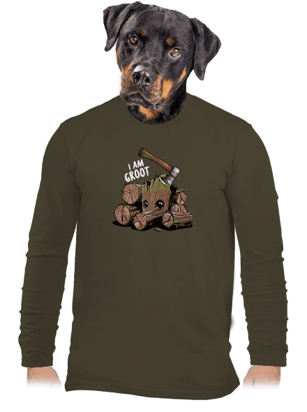 I Am Groot pánske dlhý rukáv Urban Khaki