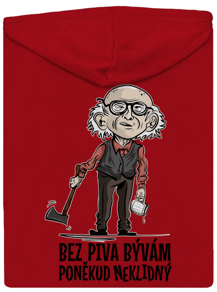 Neklidný bez piva pánska mikina na zips Red