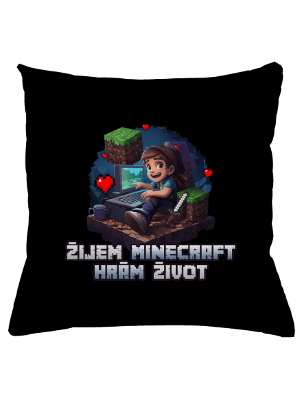 Žijem Minecraft vankúš Black
