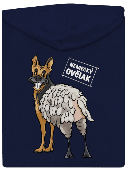 Nemecký ovčiak pánska mikina na zips Navy