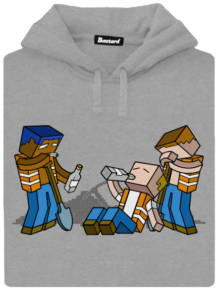 Real Minecraft pánska mikina klokanka Light Melange