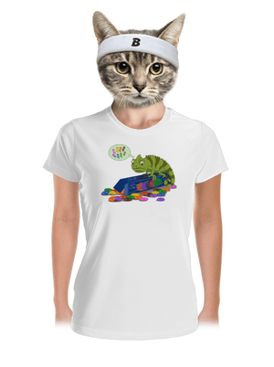 Zmätený chameleón dámske športové tričko White