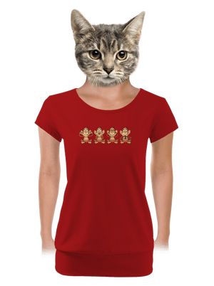 Opička s mobilom dámske tričko s lemom Red Mal