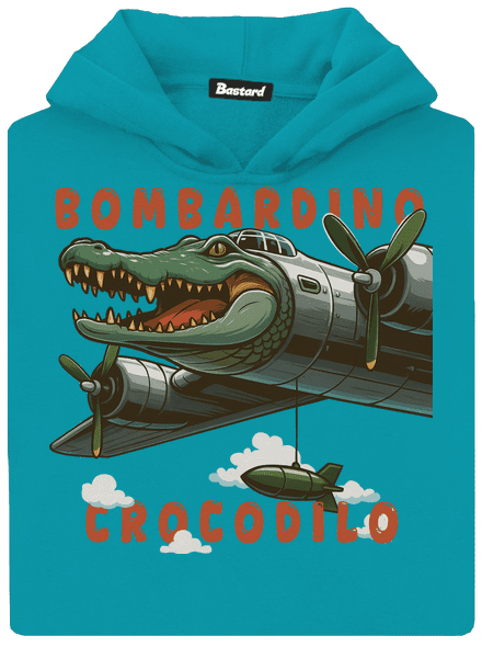 Bombardino Crocodilo – Italian Brainrot detská mikina klokanka Hawaiian Blue