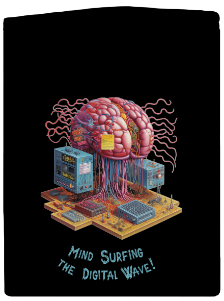 Mind surfing the digital wave pánska mikina na zips Black