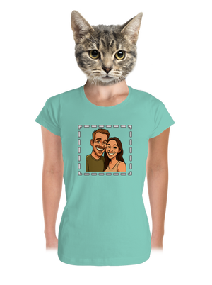 Karikatúra z vlastnej fotky dámske tričko prémium Mint Mal