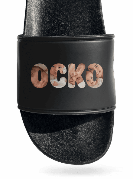 Nápis ocko z vlastných fotiek šľapky Black