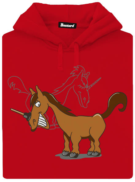 Jednorožec pánska mikina klokanka Red