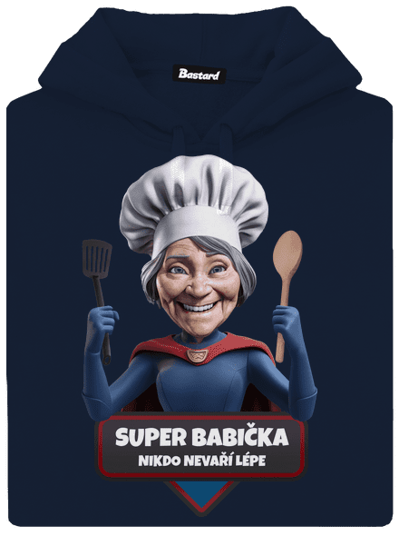 Super babička pánska mikina klokanka Navy