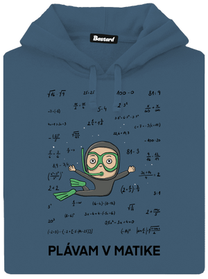 Plávam v matike dámska mikina klokanka Denim