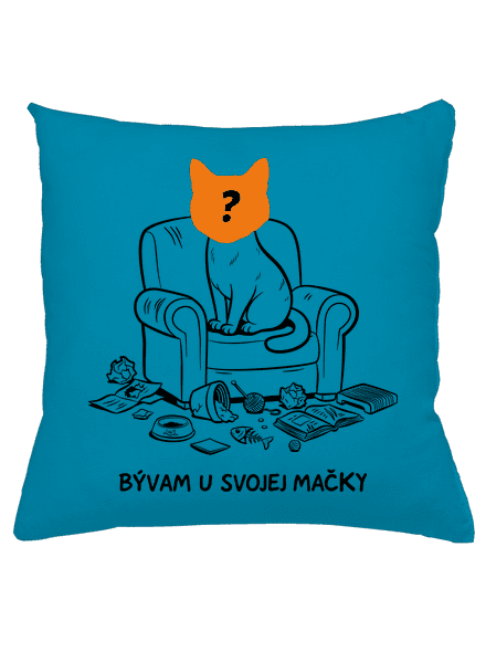 Bývam u svojej mačky vankúš Blue Turquoise