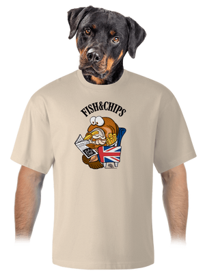 Fish and chips unisex tričko oversized Almond
