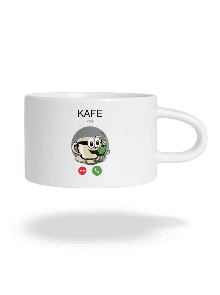 Kafe volá hrnček makronka White