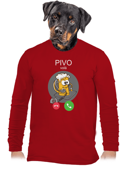 Pívo volá pánske dlhý rukáv Red