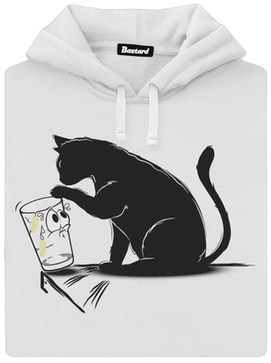 Mačka a pohár dámska mikina klokanka White