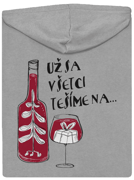 Vianoce vo víne pánska mikina na zips Light Melange