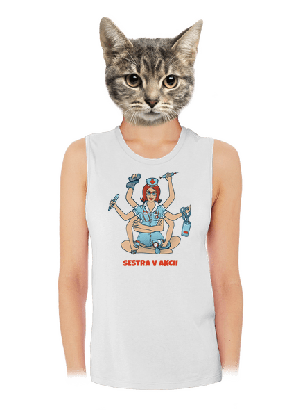 Sestra v akcii dámske tielko voľné White