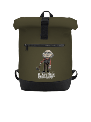 Neklidný bez kafe batoh Military Green