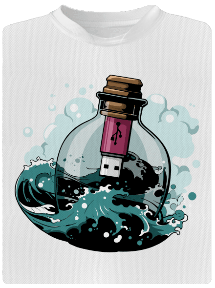 USB odkaz vo fľaši detské športové tričko White