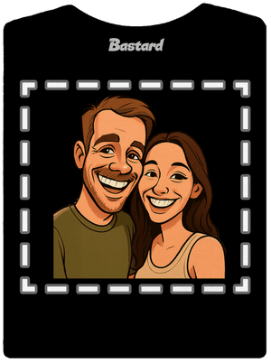 Karikatúra z vlastnej fotky dámske tričko s lemom Black