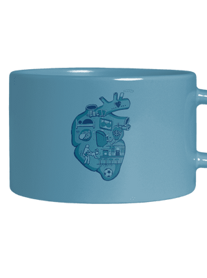 Srdce bije pre hrnček makronka Blue Macaron