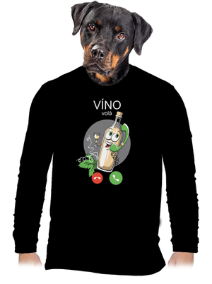Biele víno volá pánske dlhý rukáv Black