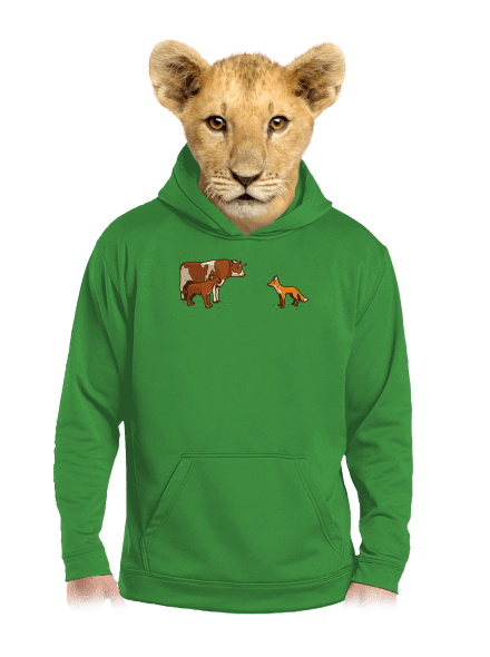 Vůl, pes a vulpes detská mikina klokanka Kelly Green AWD