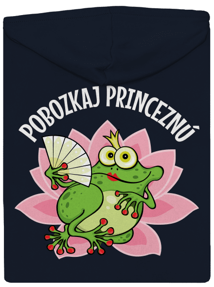 Pobozkaj princeznú a princa dámska mikina na zips Navy Mal