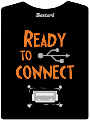 USB pripojenie dámske tričko s lemom Black