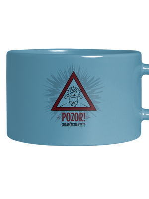 Chlapček na ceste hrnček makronka Blue Macaron