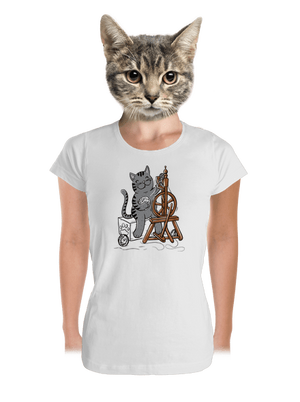 Mačka pradie dámske tričko prémium White