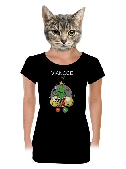 Vianoce volajú dámske tričko s lemom Black