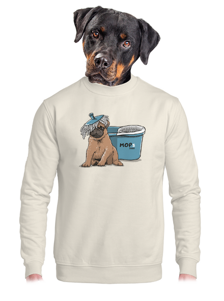 Mops unisex mikina bez kapucne Off White