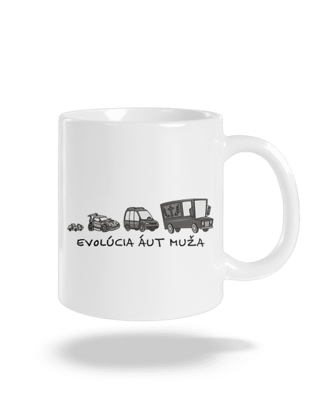 Evolúcia áut muža klasický hrnček White
