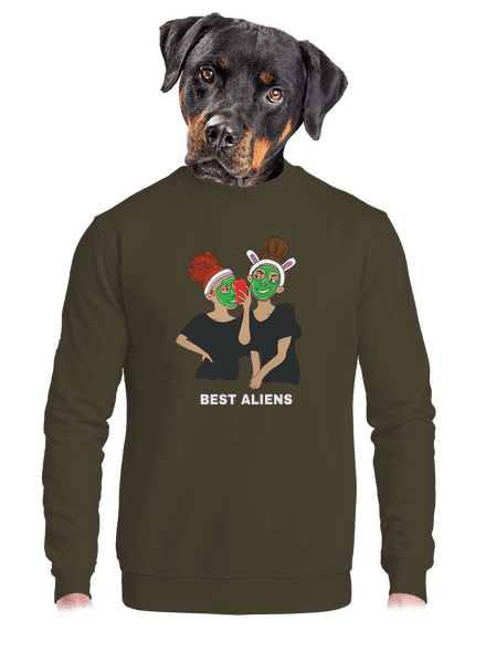 Best aliens unisex mikina bez kapucne Urban Khaki
