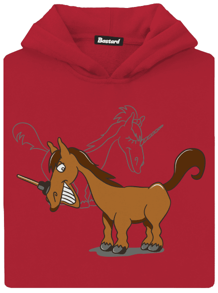 Jednorožec detská mikina klokanka Fire Red