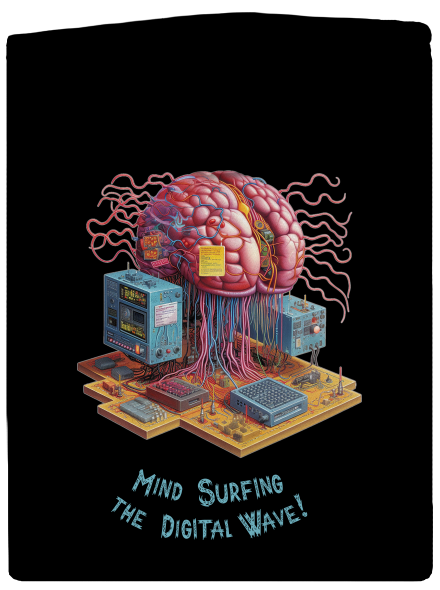 Mind surfing the digital wave dámska mikina na zips Black