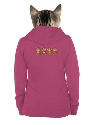 Opička s mobilom dámska mikina na zips Magenta