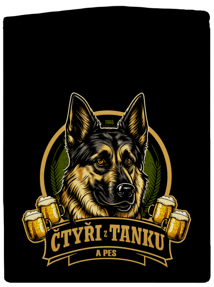 Čtyři z tanku a pes pánska mikina na zips Black